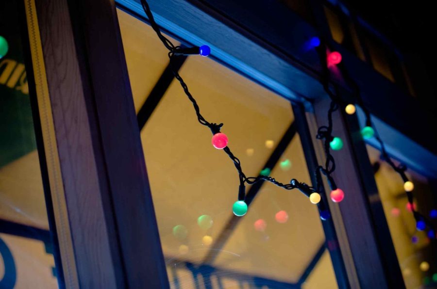 Christmas lights in the window