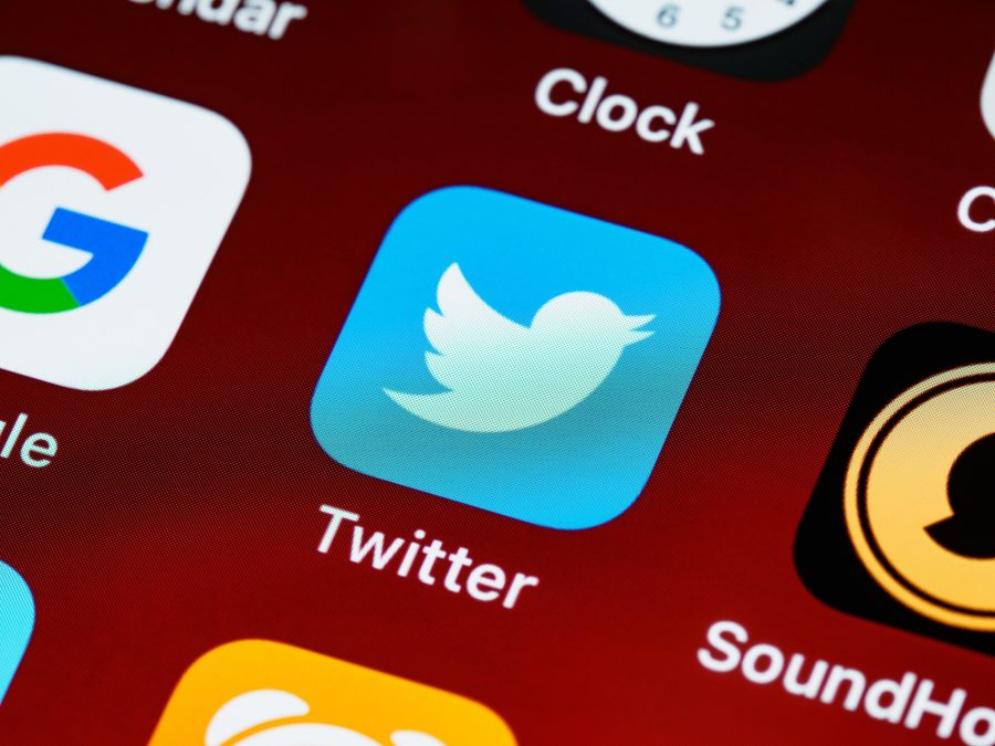social media, twitter app icon on phone screen