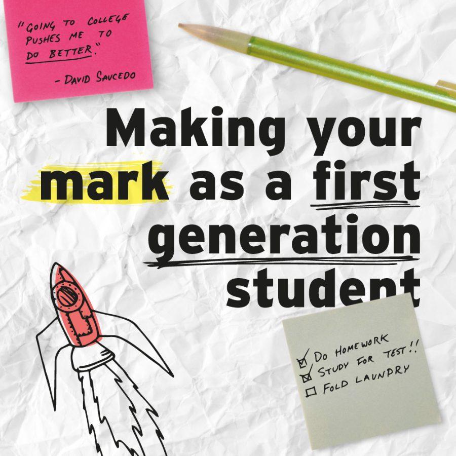 graphic design of doodles reading Making Your Mark as a First Generation Student