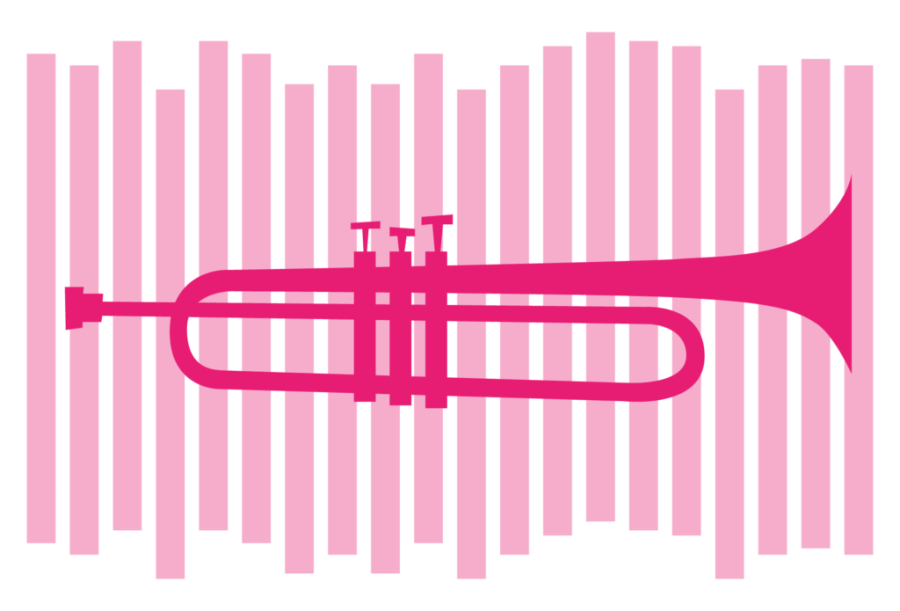 pink graphic of trumpet