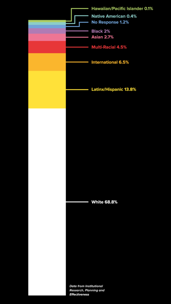 bar graph of ethnic demographics at CSU as of Fall 2019