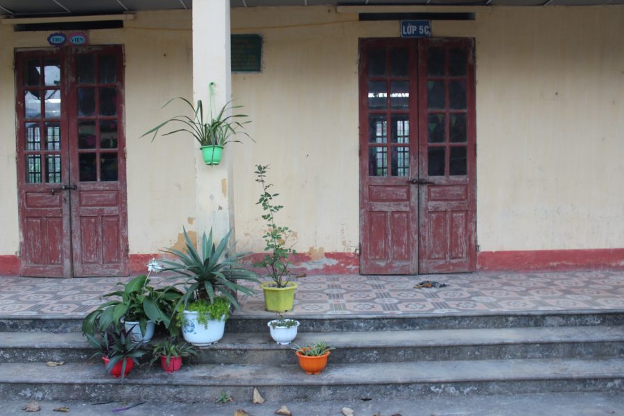 The front steps of a classroom in Sin Chai village