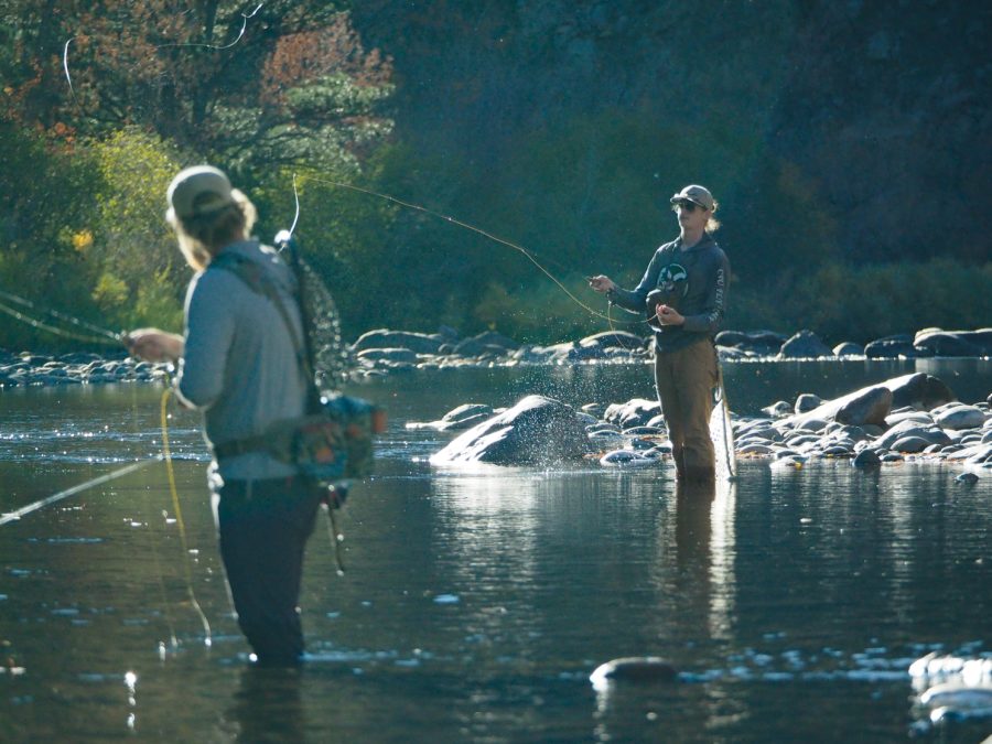 Colorado State sophomores Jack Allen and Gavin Jones fish the Cache Le Poudre river.