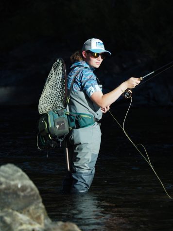 Colorado State junior Kate Moseley fishes the Cache Le Poudre river.