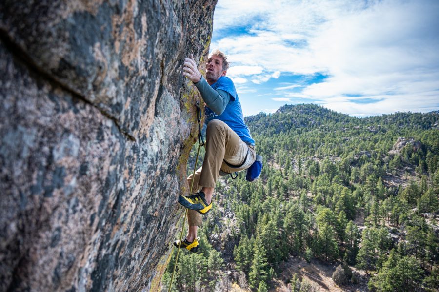 Ben Scott tries hard on an unclimbed project.