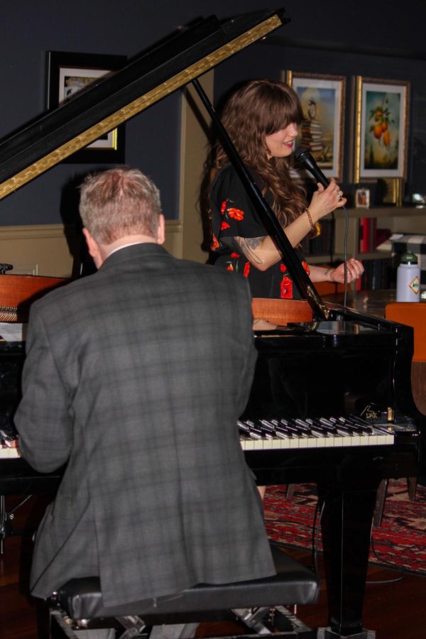 Marion Powers sings alongside Paul Falk at Ace Gilletts Lounge in Old Town Fort Collins.