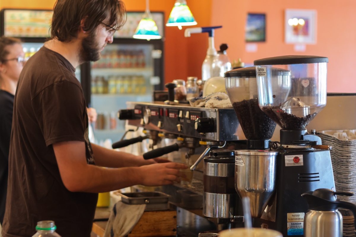 Dante Schipman prepares an espresso for a drink at Momo Lolo Café in Fort Collins, Sep. 8. Colin Gerety, Schipmans Father, started Momo Lolo in 2010 and in 2018 when Gerety retired,  Schipman, along with his sister and brother took over the business.