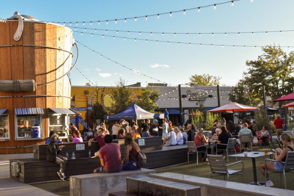 The outdoor seating area of The Exchange Sept. 7.