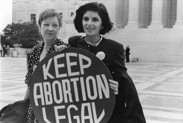 Norma McCorvey, left, who was Jane Roe in the 1973 Roe v. Wade case, with her attorney, Gloria Allred, outside the Supreme Court in April 1989, where the Court heard arguments in a case that could have overturned the Roe v. Wade decision.

Photo courtesy of Lorie Shaull

