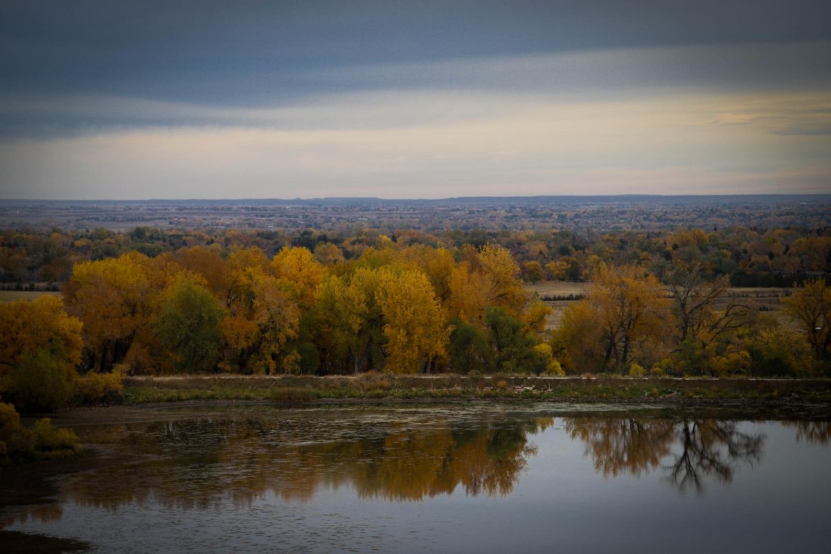 Fall colors reflect off of Dixon Reservoir.