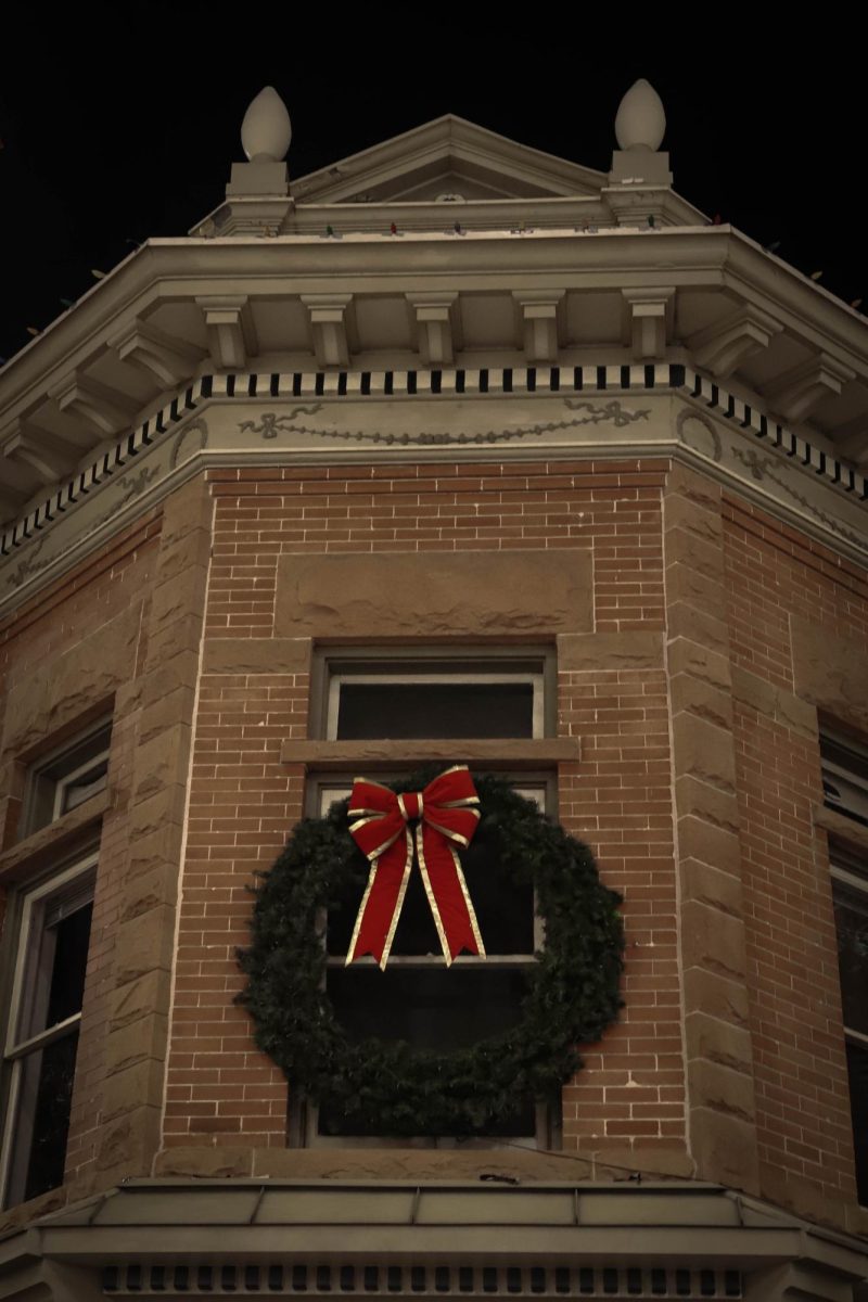 A wreath on a building in Old Town, Fort Collins Dec. 7, 2024.