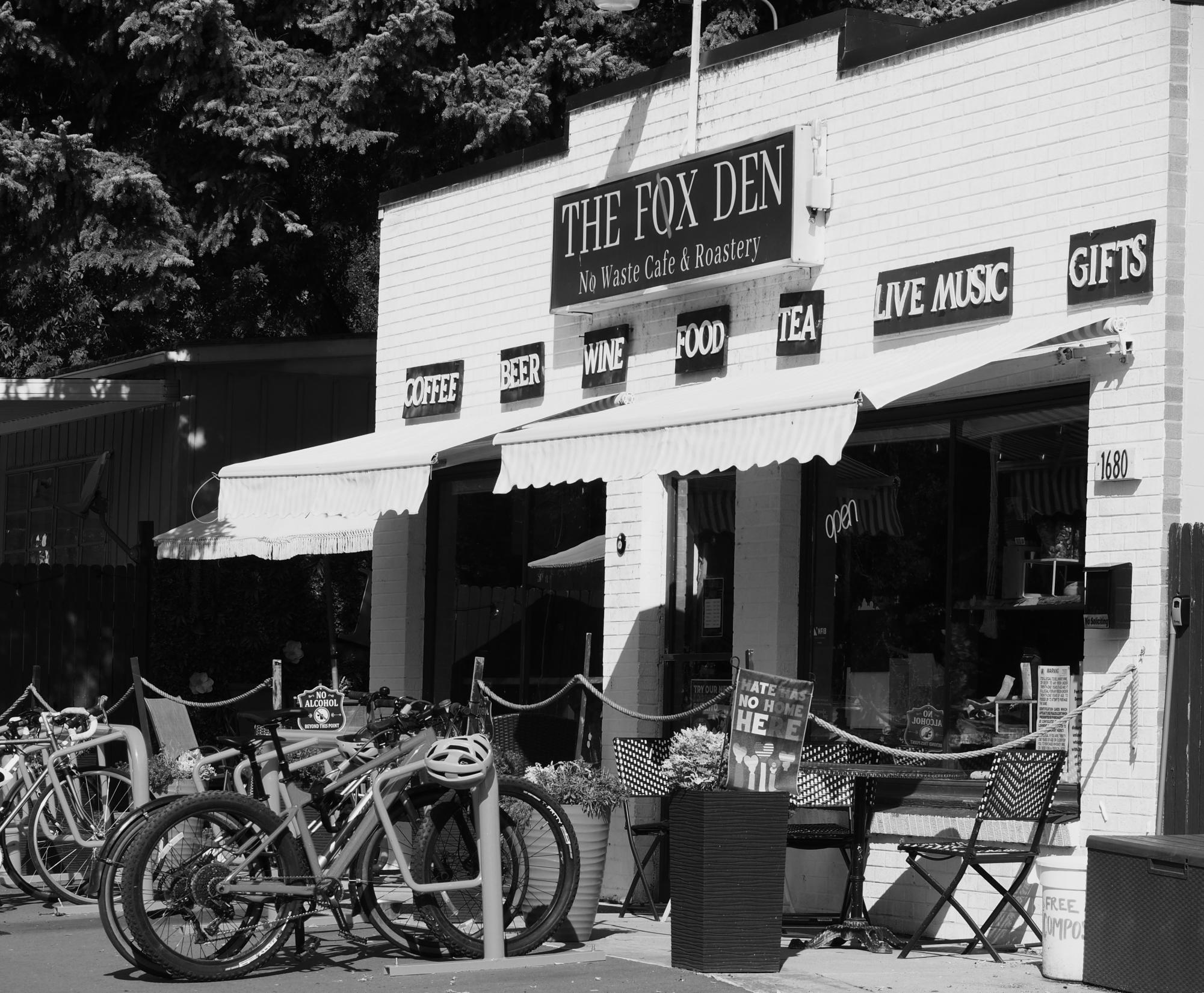 The Fox Den No Waste Cafe & Roastery, which is on Laporte Avenue, is decorated with various signs detailing all that they have to offer.