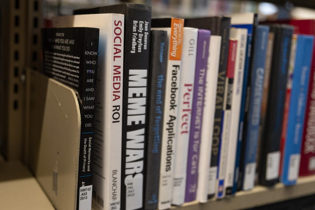 The Morgan Library at Colorado State University has shelves full of research on social media and its effects, Fort Collins, Colo., March 21.